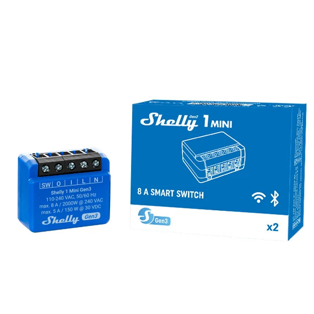 releu inteligent shelly 1 mini gen3, 1 canal, 8a